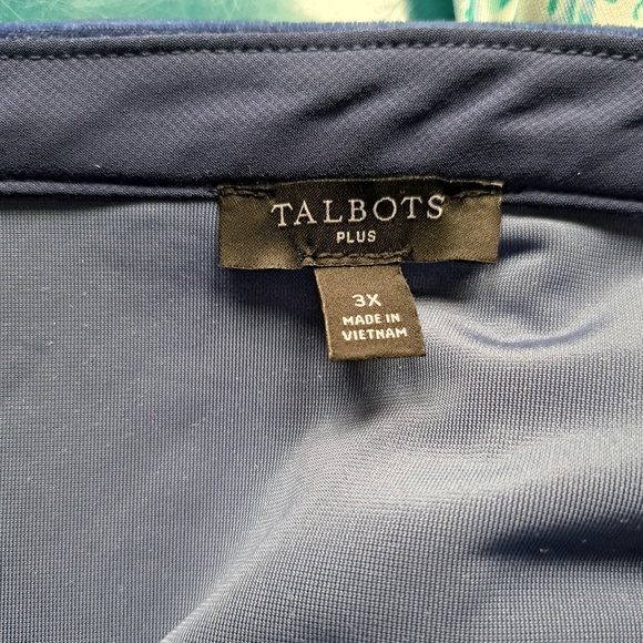 Talbot Plus Navy Blu Velvet Button Front Cardigan Sweater Gold Button Pockets 3X - Picture 6 of 6